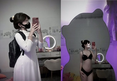 Sex Thu Hiền áo dài gợi cảm